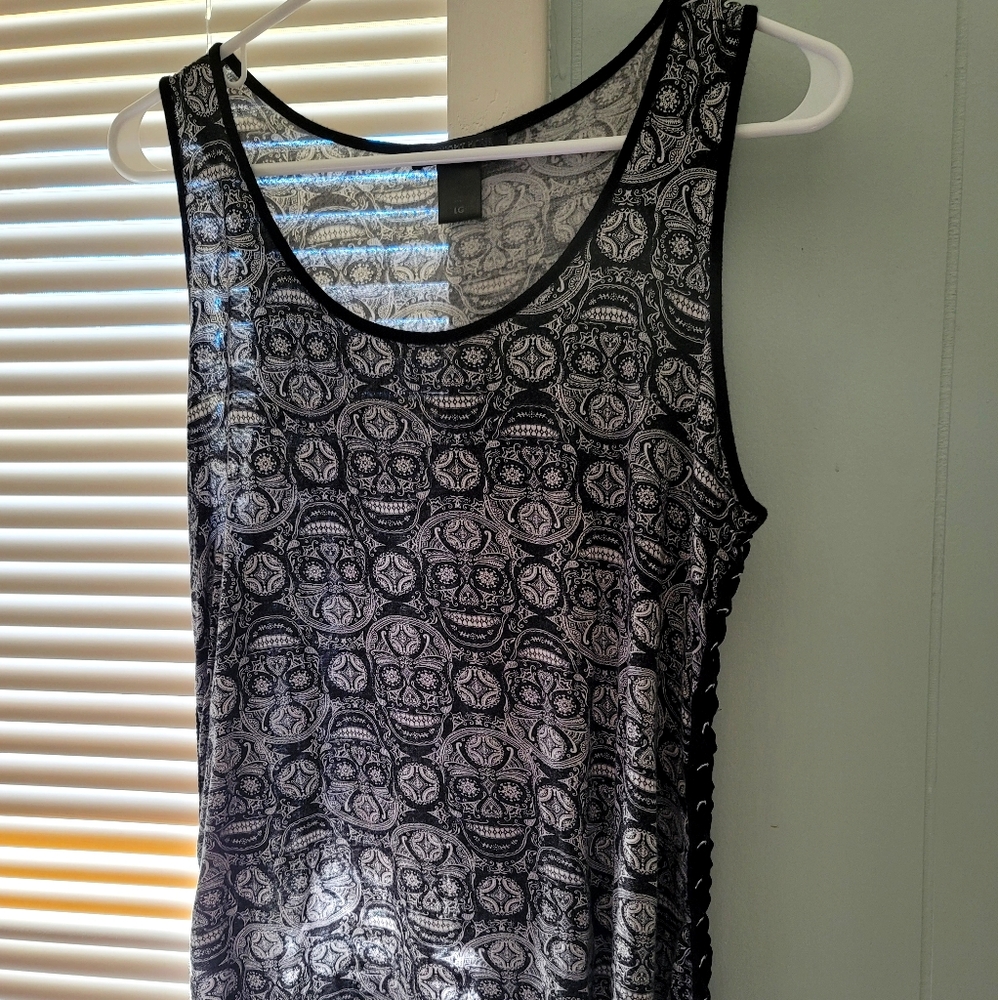 Black and White Sugar Skull Tank